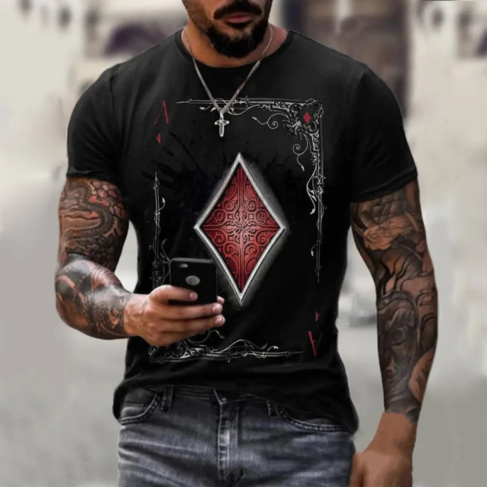 Camiseta Estampa 3d Cartas Dourado - AlphaCode