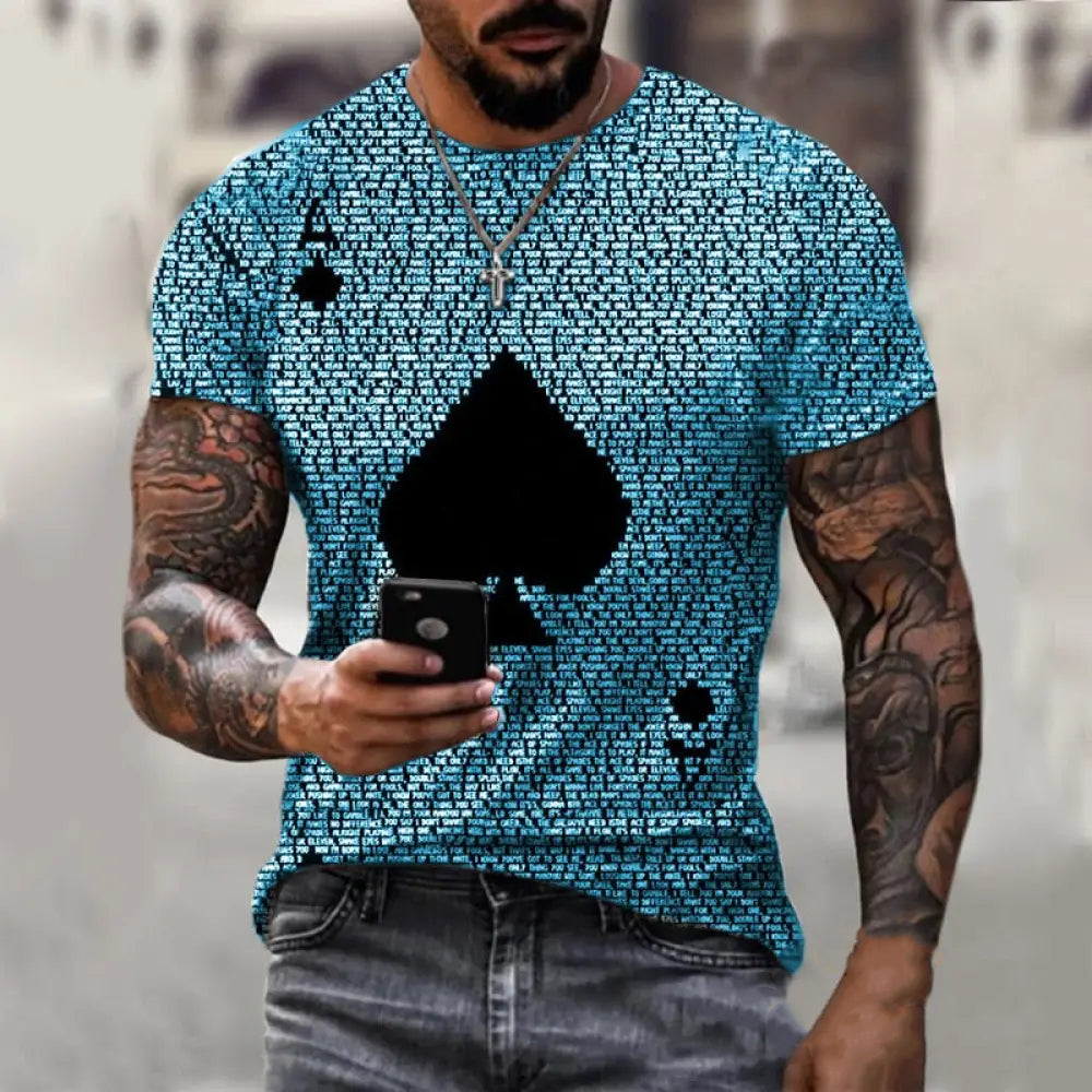 Camiseta Estampa 3d Cartas Dourado - AlphaCode
