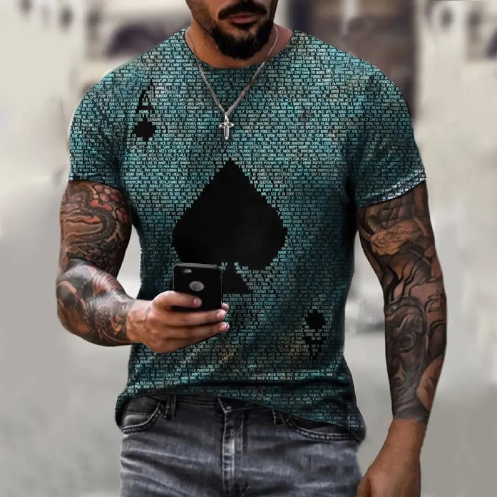 Camiseta Estampa 3d Cartas Dourado - AlphaCode