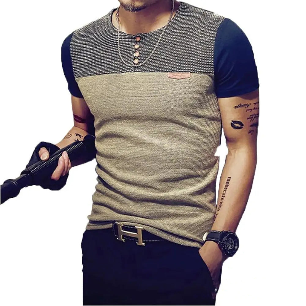 Camiseta Masculina Casual Slim Fit Azul - AlphaCode