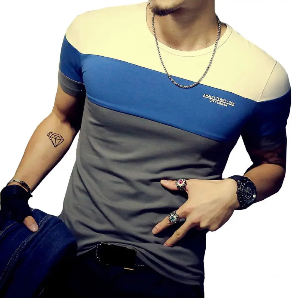 Camiseta Masculina Casual Slim Fit Azul - AlphaCode