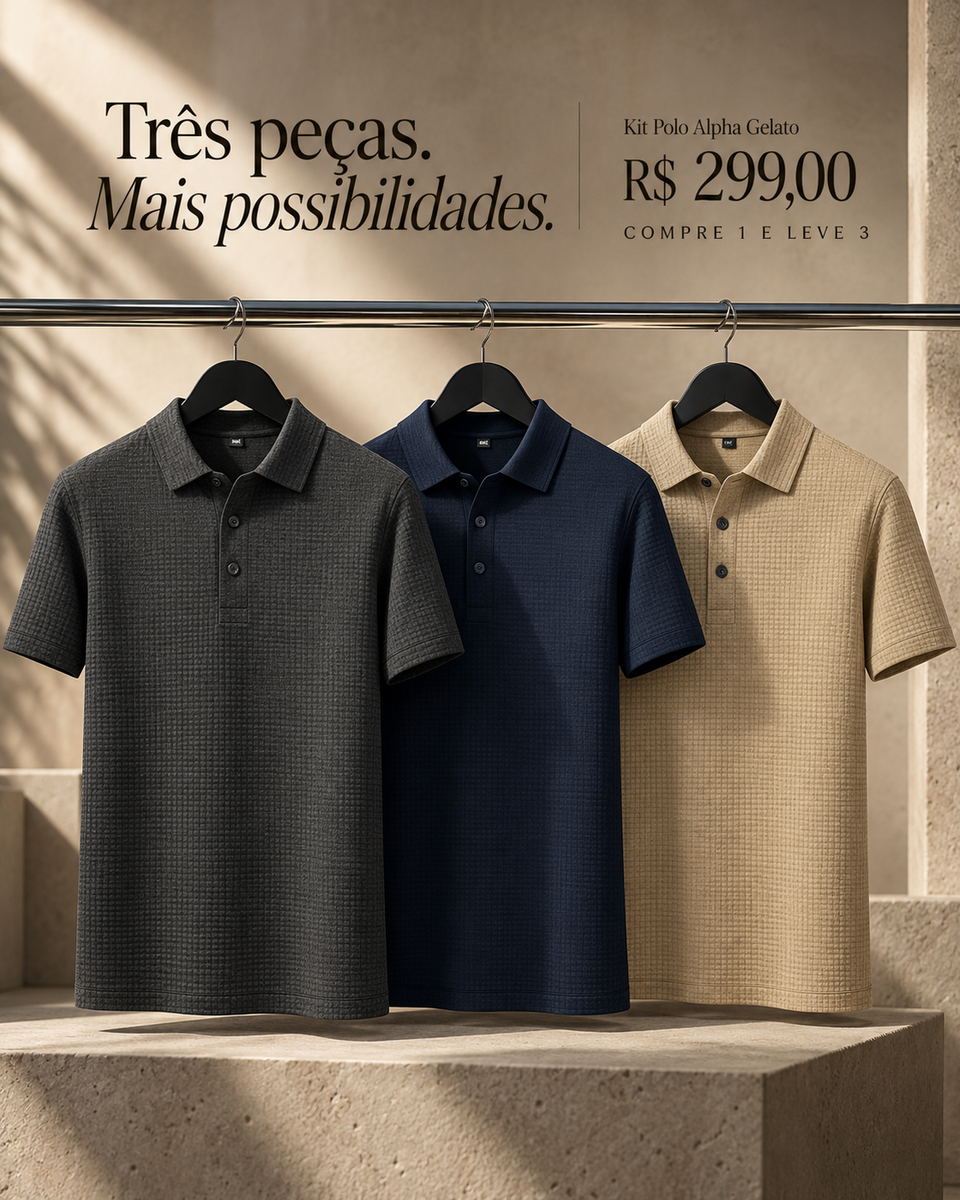 Kit Polo Alpha Gelato — Três peças. Mais possibilidades.