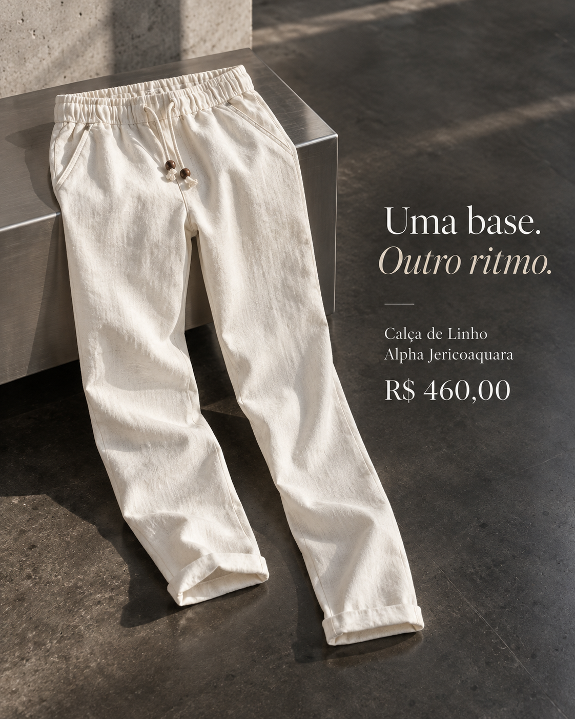 Calça de Linho Alpha Jericoaquara — Uma base. Outro ritmo.