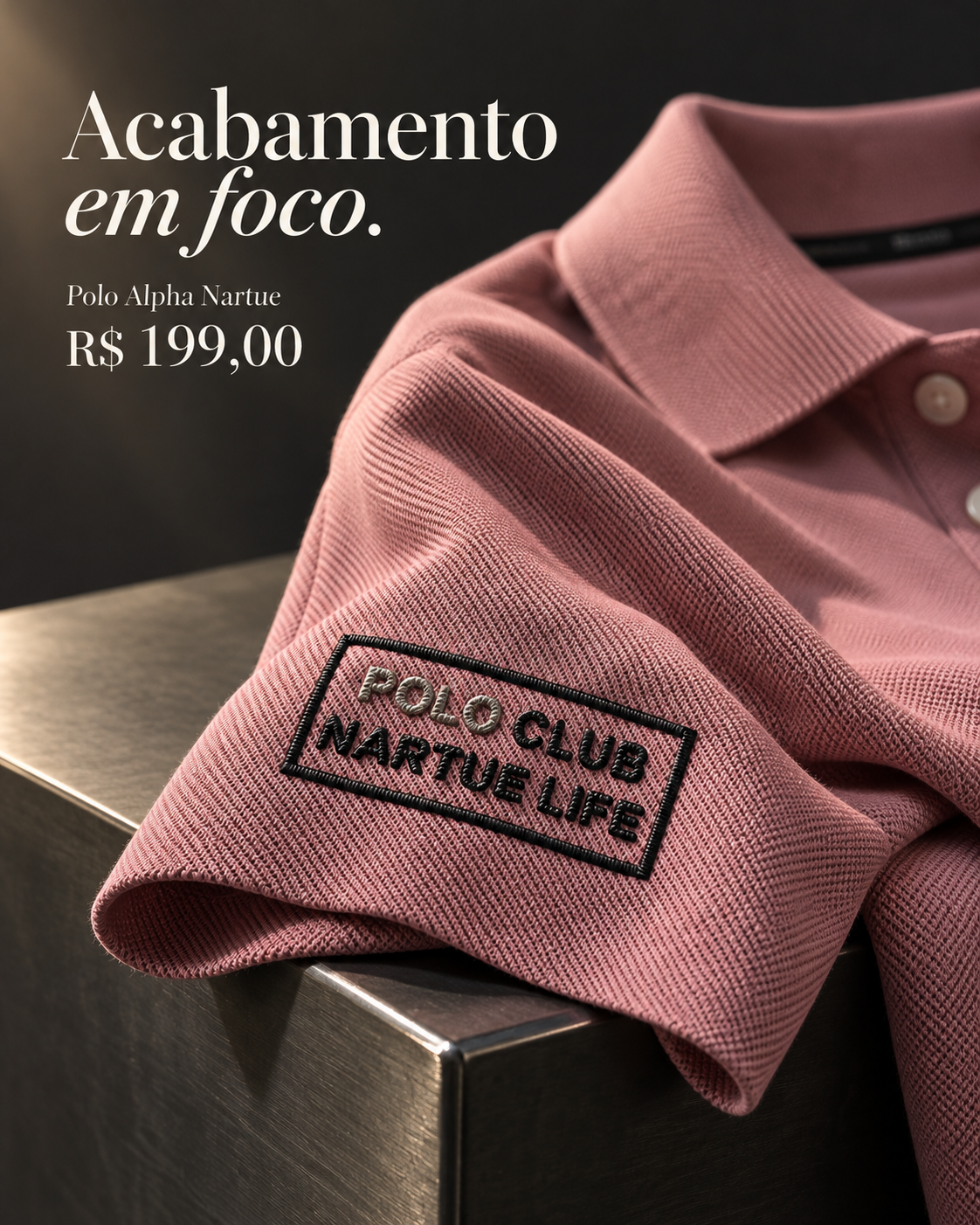 Polo Alpha Nartue — Acabamento em foco.