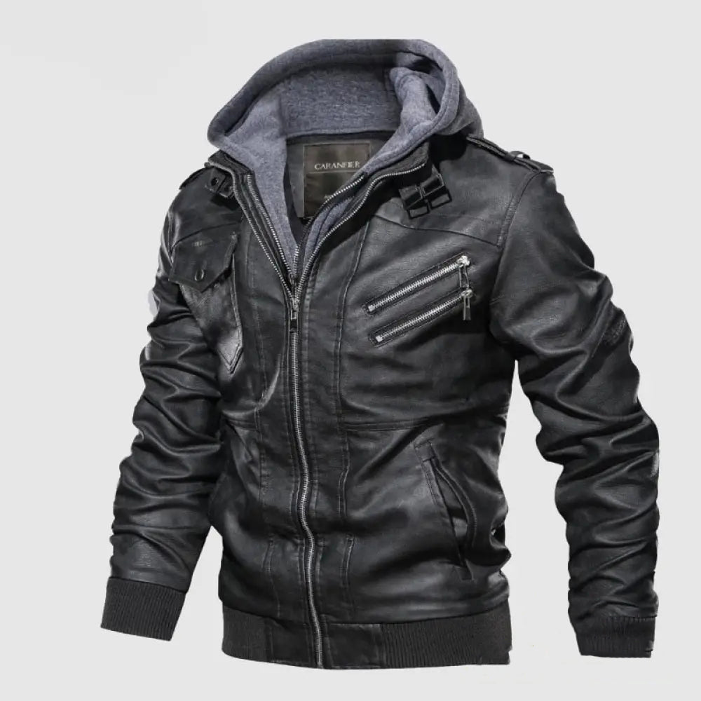 Jaqueta De Couro Alpha Caranfiere Preto - AlphaCode