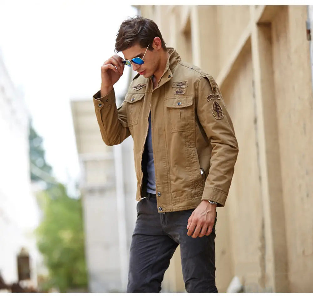 Jaqueta Masculina Alpha Airforce Bege - AlphaCode