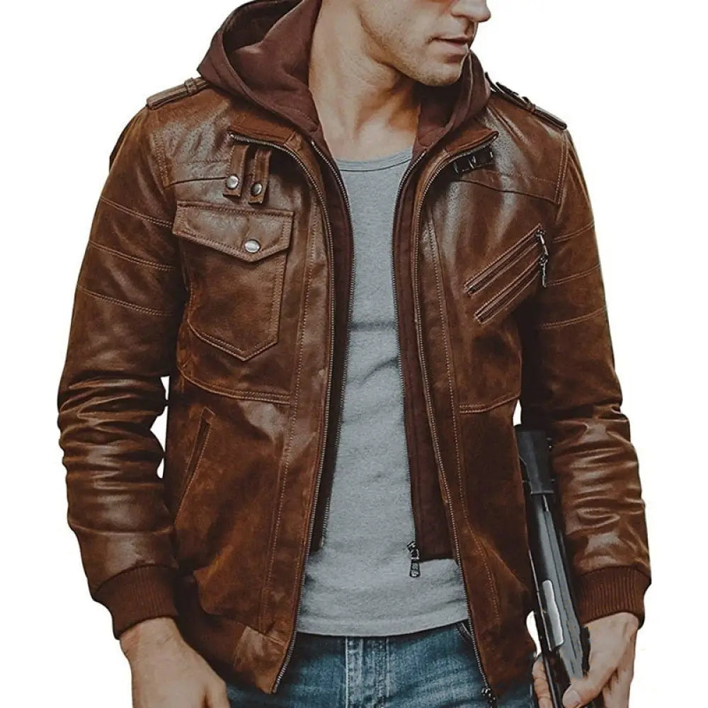 Jaqueta Masculina Couro Alpha Dever Marrom - AlphaCode