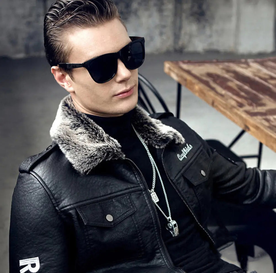 Jaqueta Masculina Couro Vintage Alpha Preto - AlphaCode