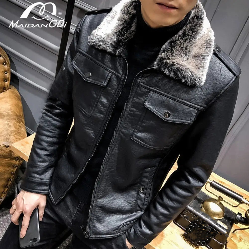 Jaqueta Masculina Couro Vintage Alpha Preto - AlphaCode