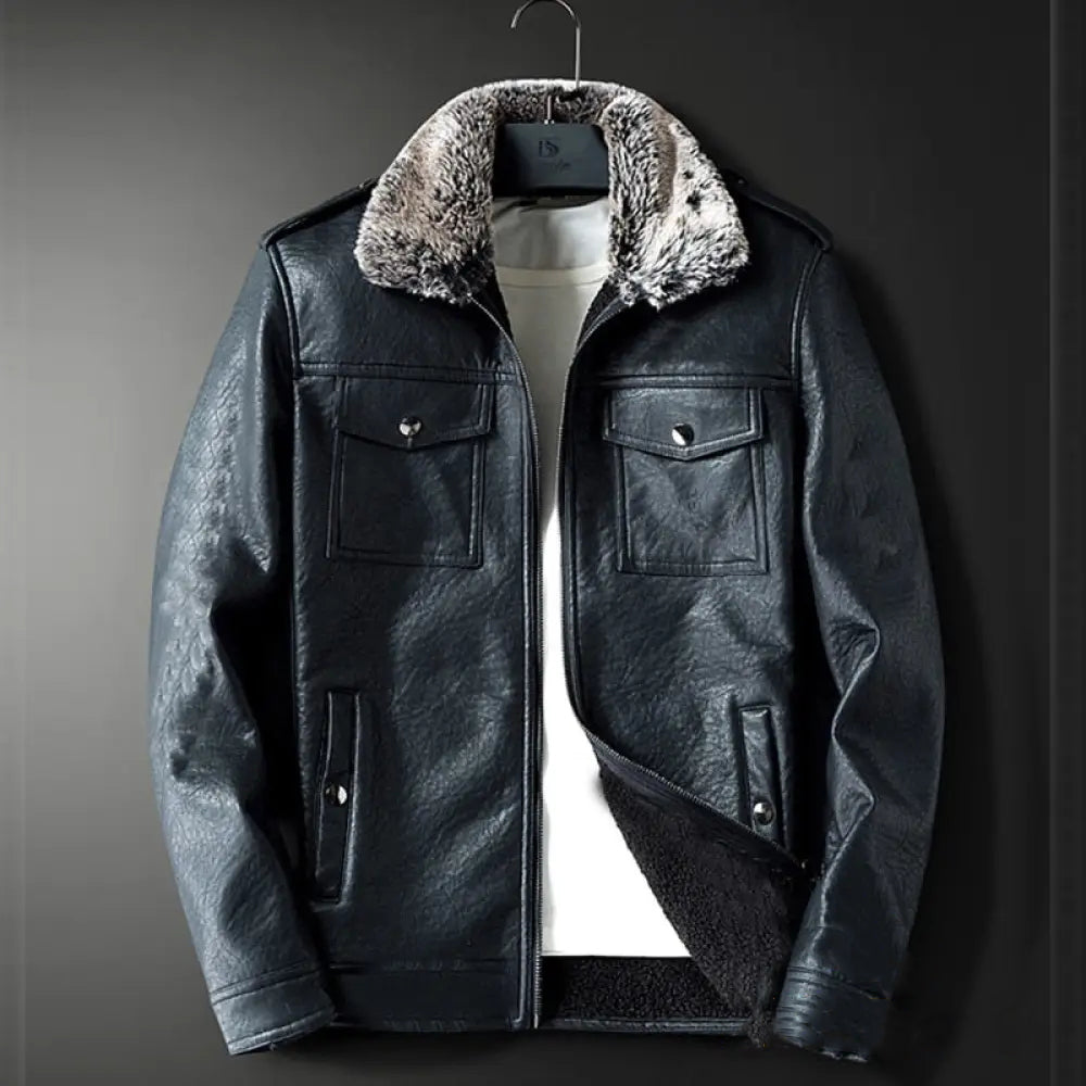 Jaqueta Masculina Couro Vintage Alpha Preto - AlphaCode