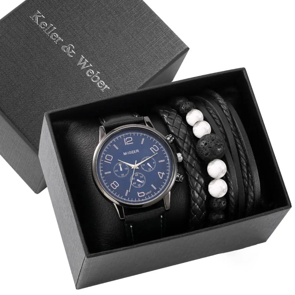 Kit Conjunto Masculino Relogio Mais Pulseiras Straper Alpha - AlphaCode