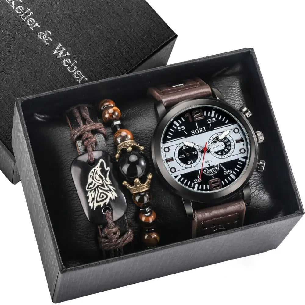Kit Masculino Alpha Relogio Mais Pulseira Numbols - AlphaCode