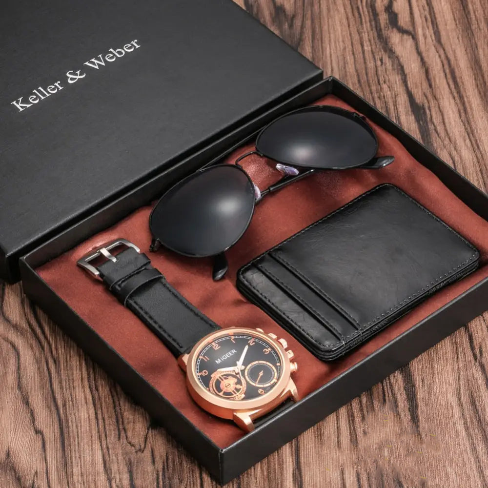 Kit Masculino Relogio Carteira E Oculos Alpha - AlphaCode