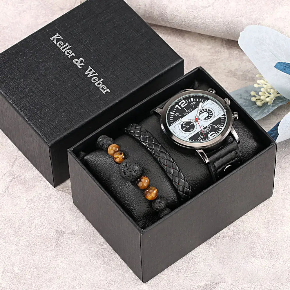 Kit Masculino Relogio Mais Pulseira Alpha Personality - AlphaCode