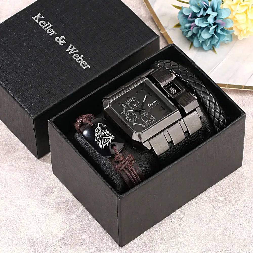 Kit Masculino Relogio Mais Pulseira Alpha Personality - AlphaCode