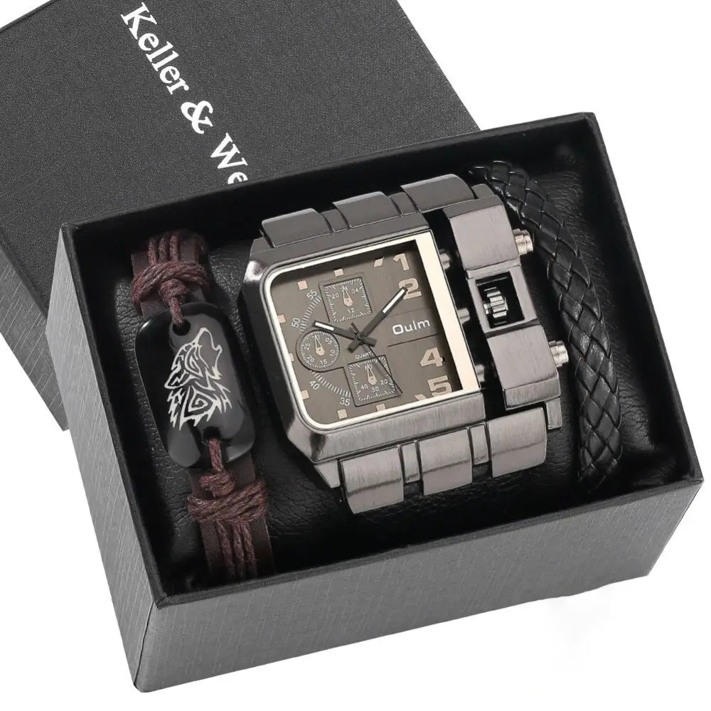 Kit Masculino Relogio Mais Pulseira Alpha Personality - AlphaCode