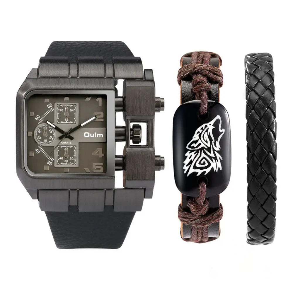 Kit Masculino Relogio Mais Pulseira Alpha Personality - AlphaCode