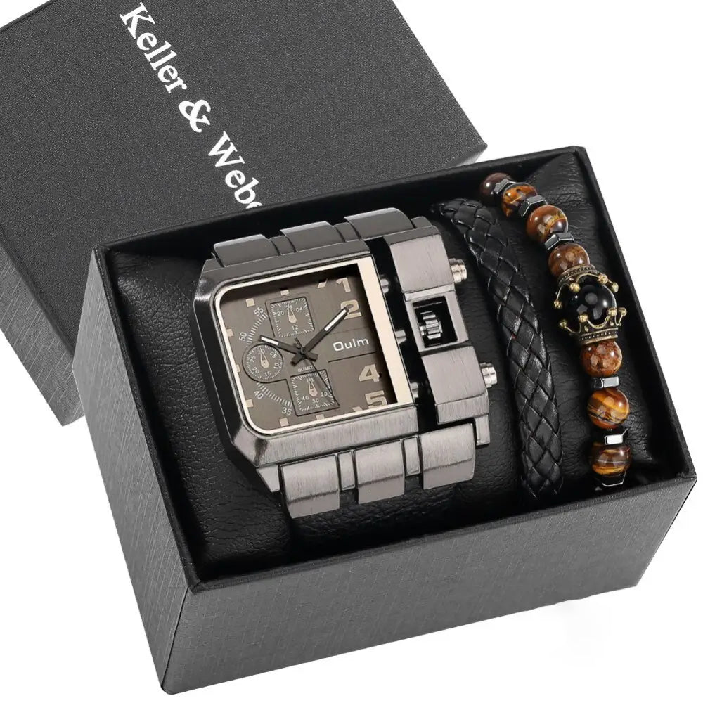 Kit Masculino Relogio Mais Pulseira Alpha Personality - AlphaCode