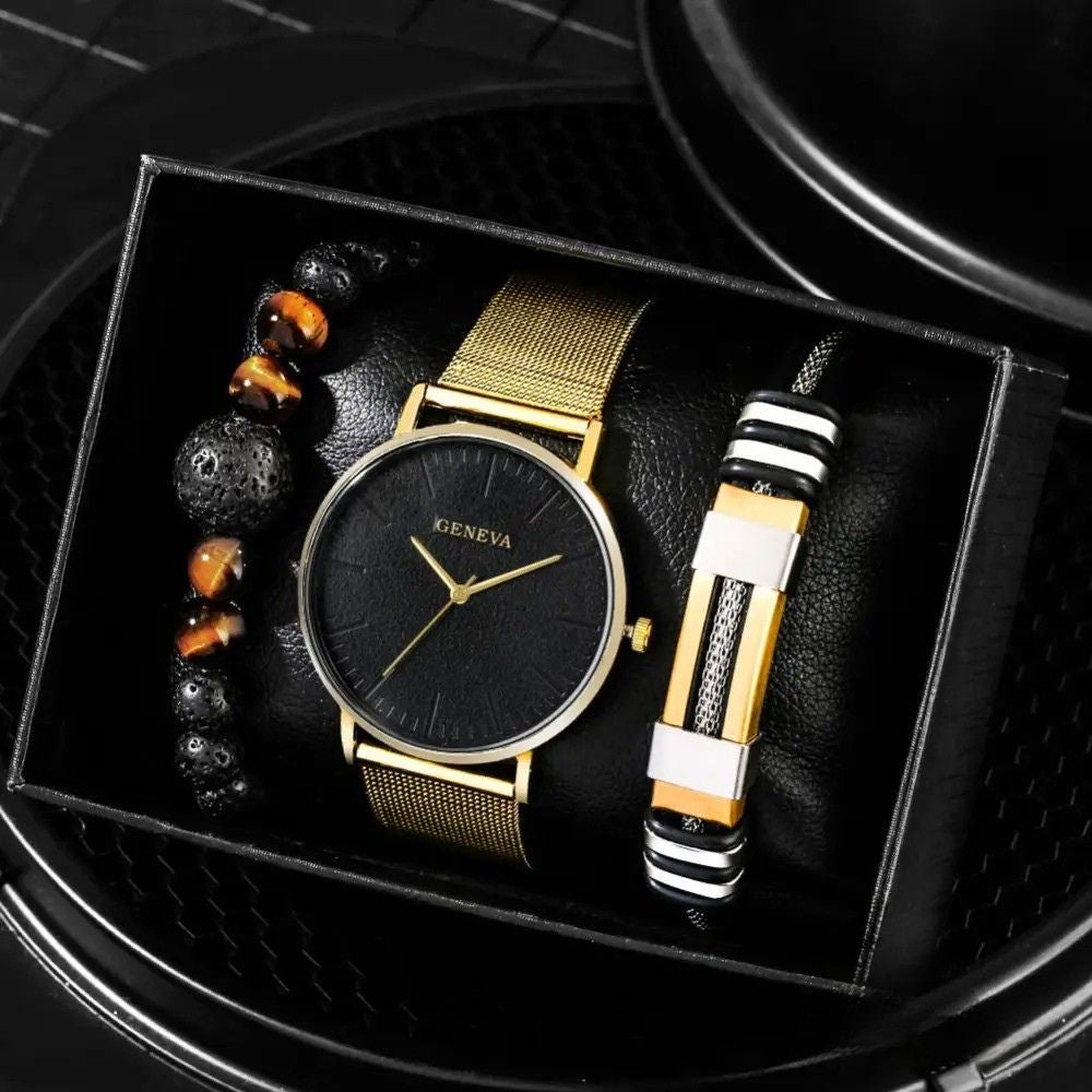 Kit Masculino Relogio Mais Pulseiras Alpha - AlphaCode
