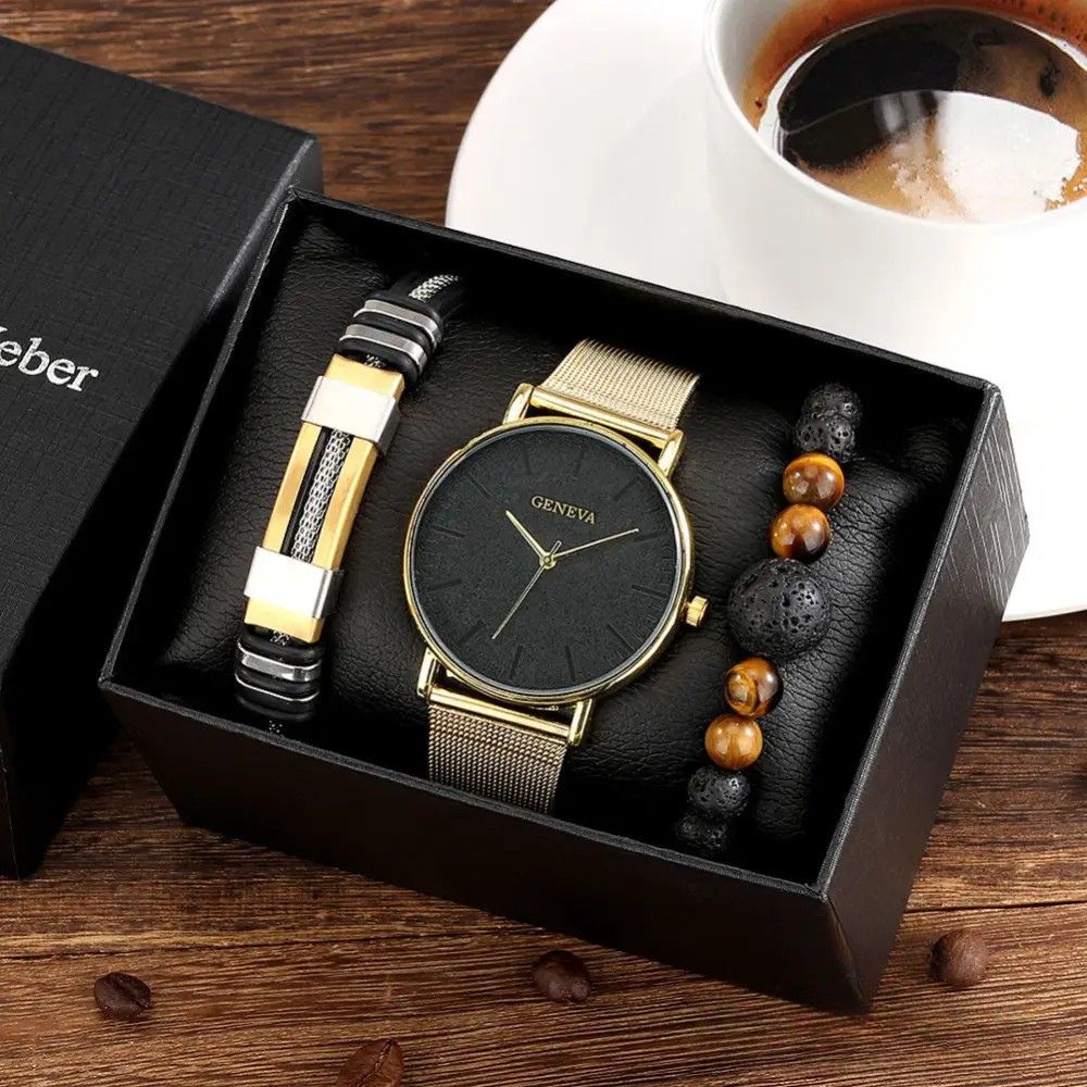 Kit Masculino Relogio Mais Pulseiras Alpha - AlphaCode