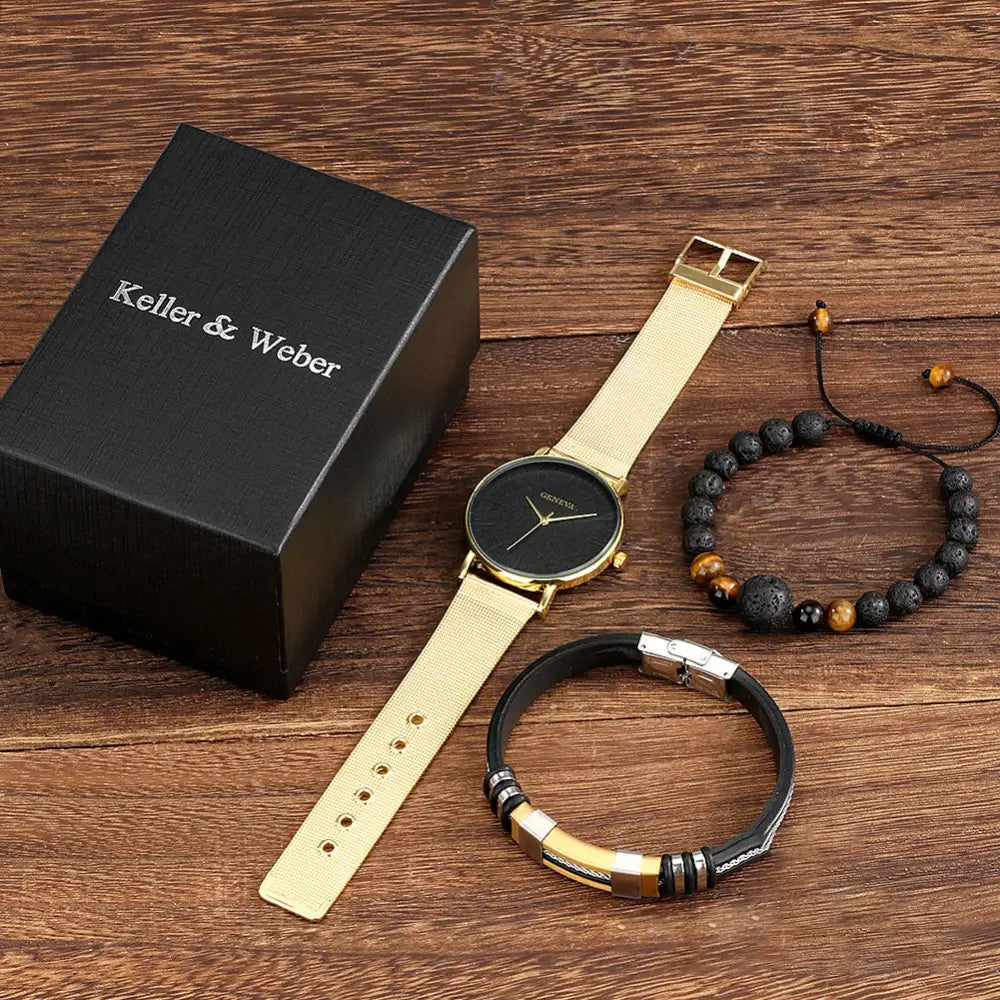 Kit Masculino Relogio Mais Pulseiras Alpha - AlphaCode