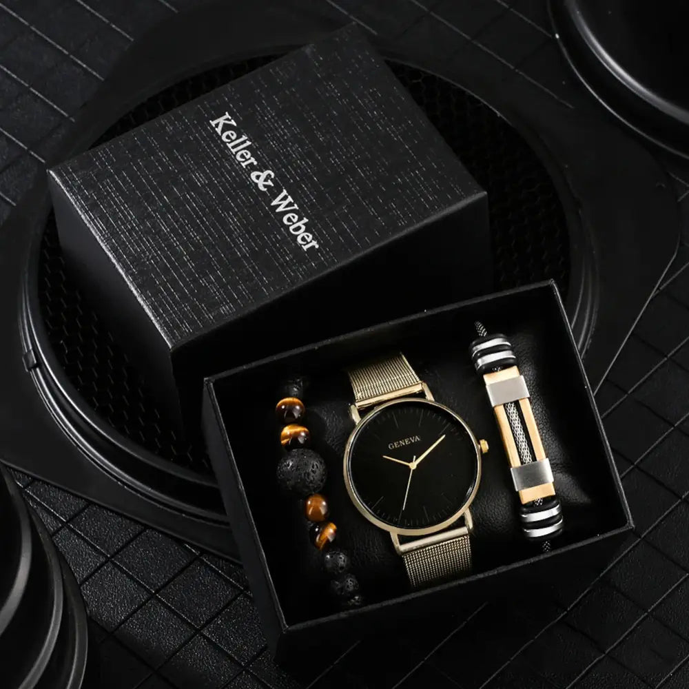 Kit Masculino Relogio Mais Pulseiras Alpha - AlphaCode