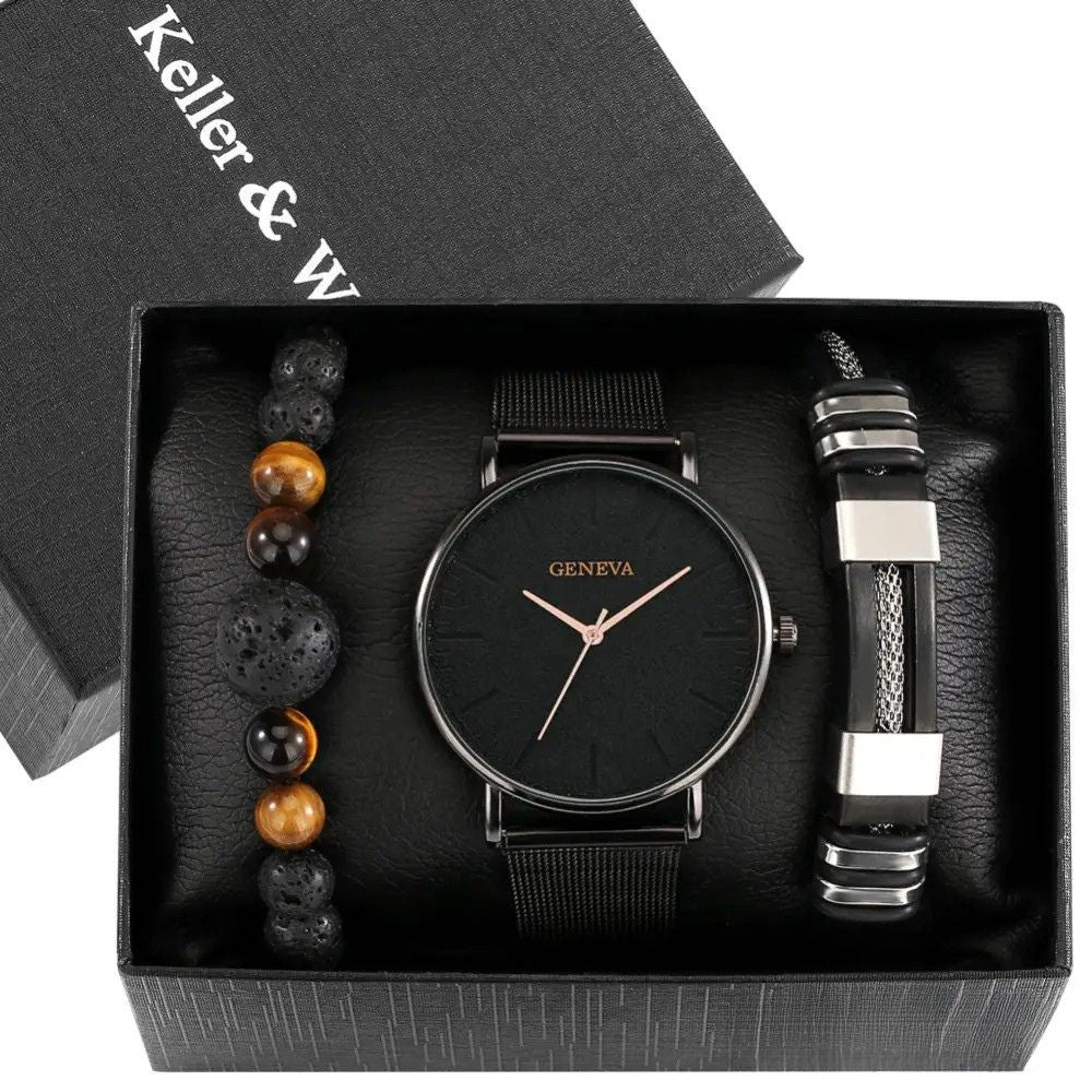 Kit Masculino Relogio Mais Pulseiras Alpha - AlphaCode