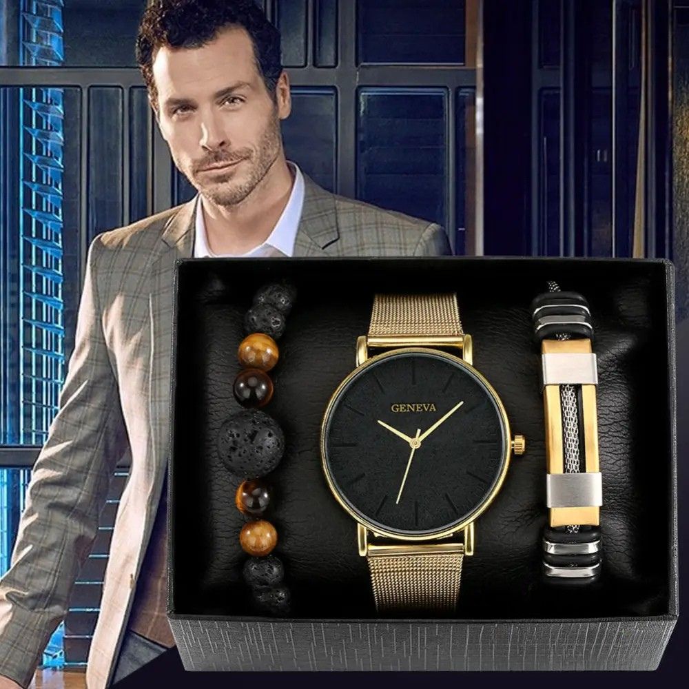 Kit Masculino Relogio Mais Pulseiras Alpha - AlphaCode