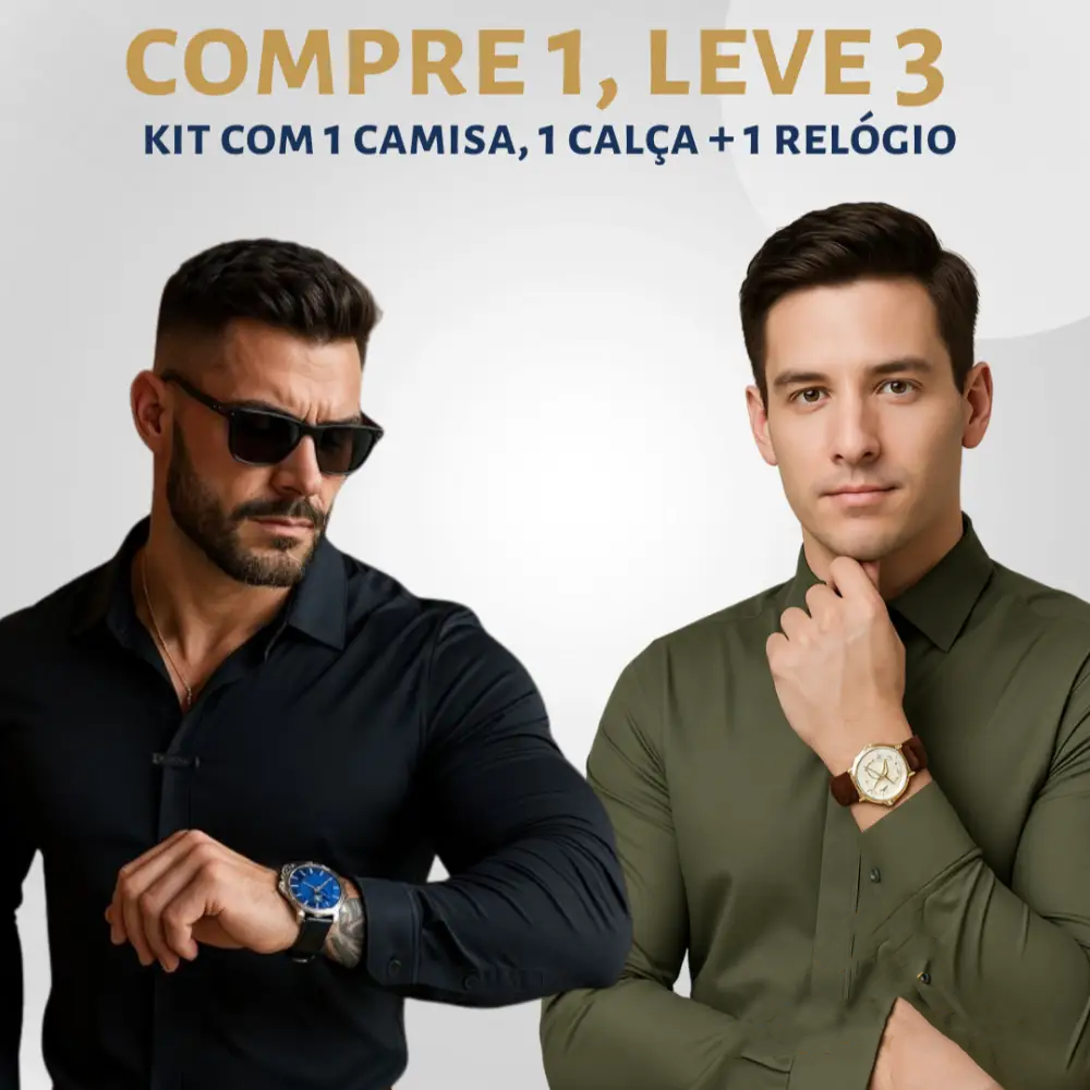 Kit Masculino Social Alpha Manchester Com Camisa Calca Relogio Promocao - AlphaCode
