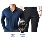 Kit Masculino Social Alpha Manchester Com Camisa Calca Relogio Promocao - AlphaCode