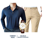 Kit Masculino Social Alpha Manchester Com Camisa Calca Relogio Promocao - AlphaCode