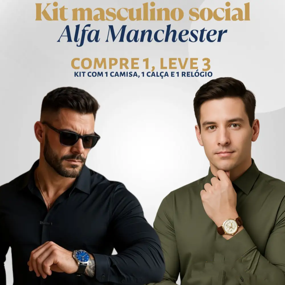 Kit Masculino Social Alpha Manchester Com Camisa Calca Relogio Promocao - AlphaCode