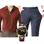 Kit Masculino Social Alpha Manchester Com Camisa Calca Relogio Promocao - AlphaCode