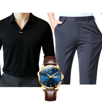 Kit Masculino Social Alpha Manchester Com Camisa Calca Relogio Promocao - AlphaCode