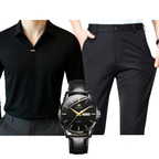 Kit Masculino Social Alpha Manchester Com Camisa Calca Relogio Promocao - AlphaCode