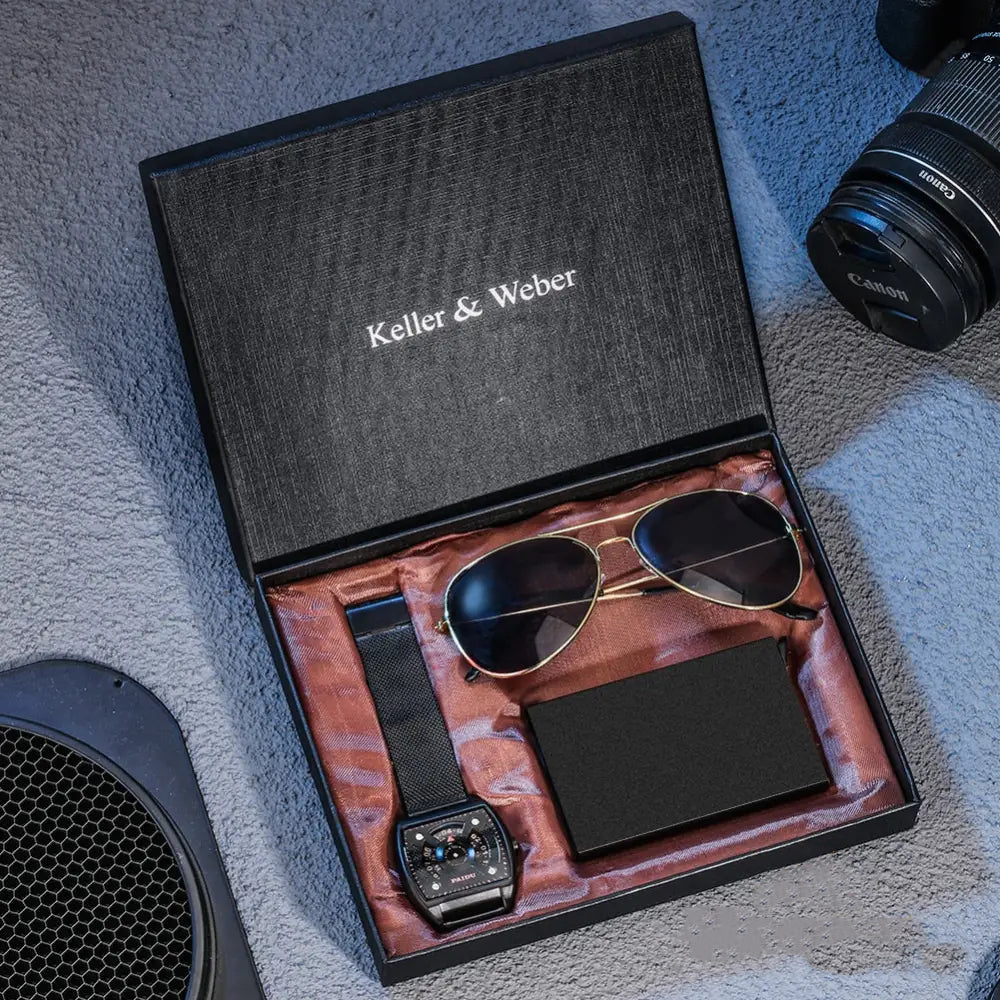 Kit Relogio Carteira E Oculos Alpha - AlphaCode