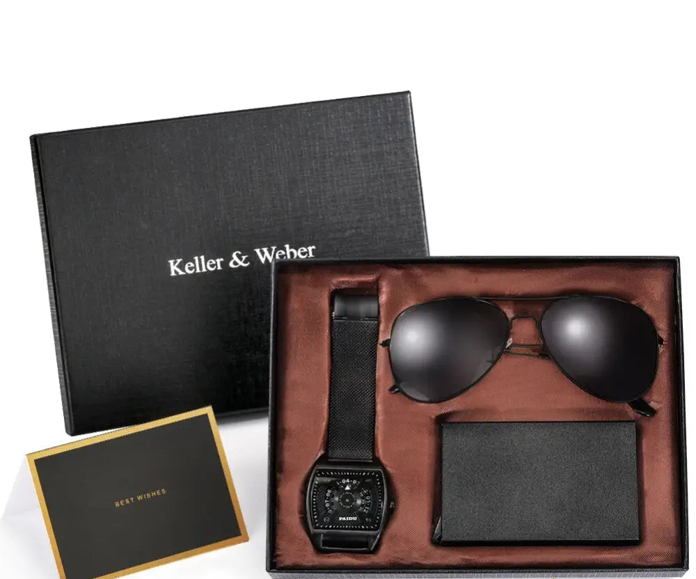 Kit Relogio Carteira E Oculos Alpha - AlphaCode
