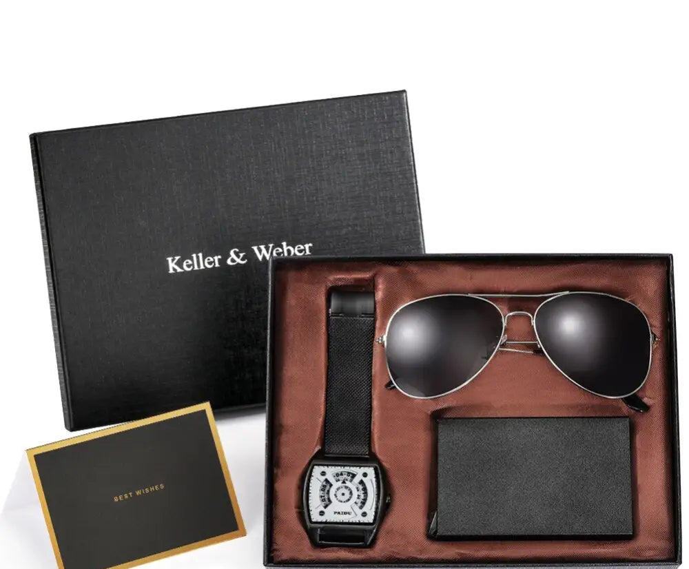 Kit Relogio Carteira E Oculos Alpha - AlphaCode