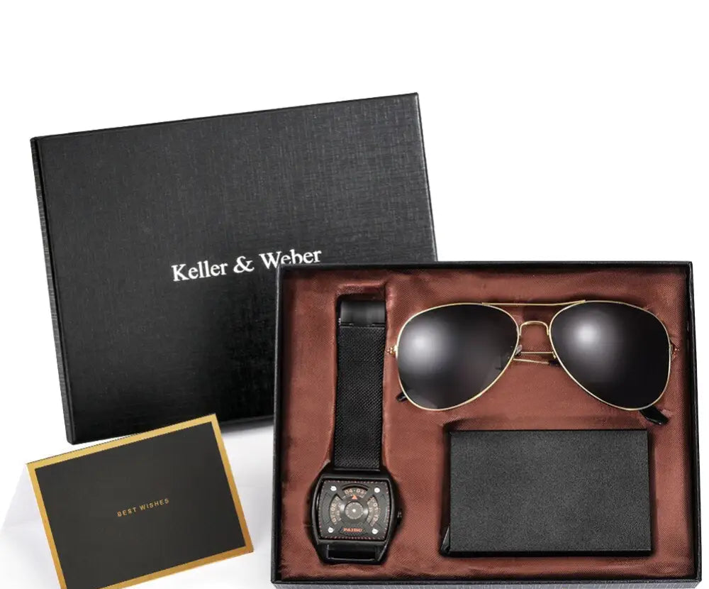 Kit Relogio Carteira E Oculos Alpha - AlphaCode