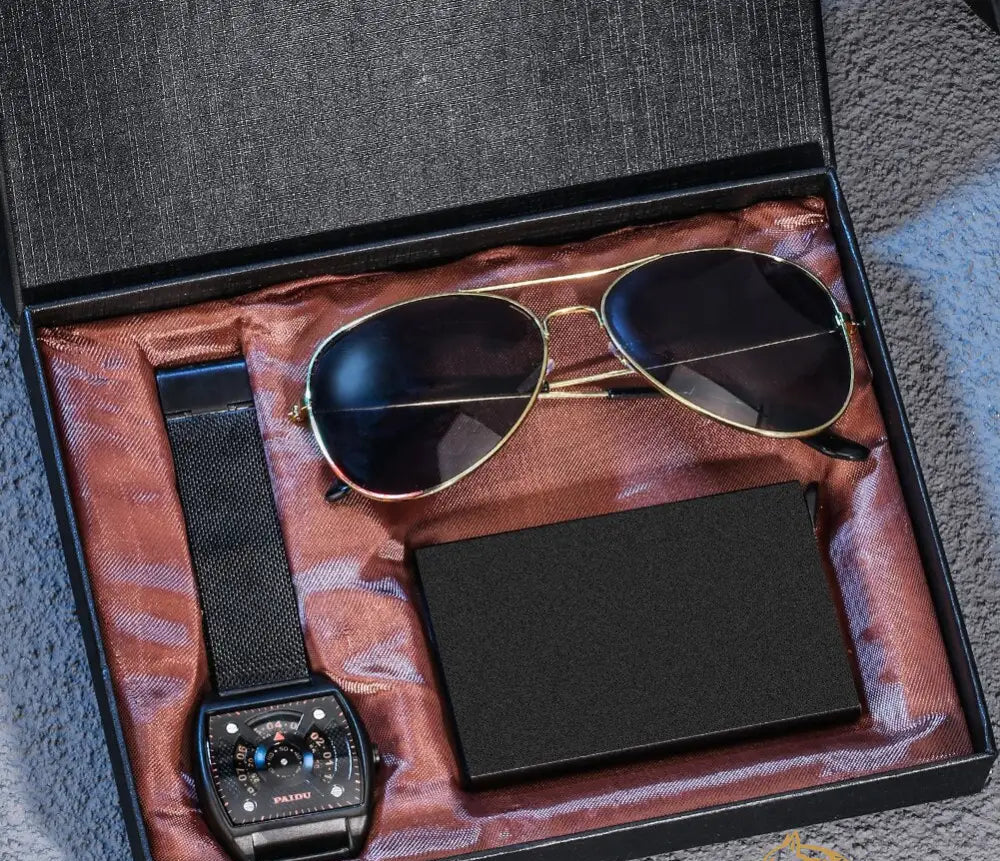 Kit Relogio Carteira E Oculos Alpha - AlphaCode