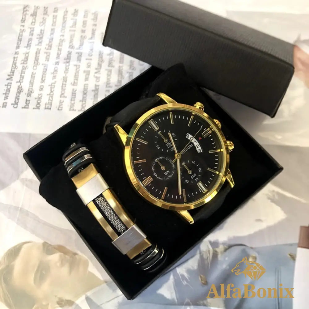 Kit Relogio Mais Pulseira Masculina Alpha - AlphaCode