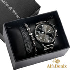 Kit Relogio Mais Pulseira Masculina Alpha - AlphaCode