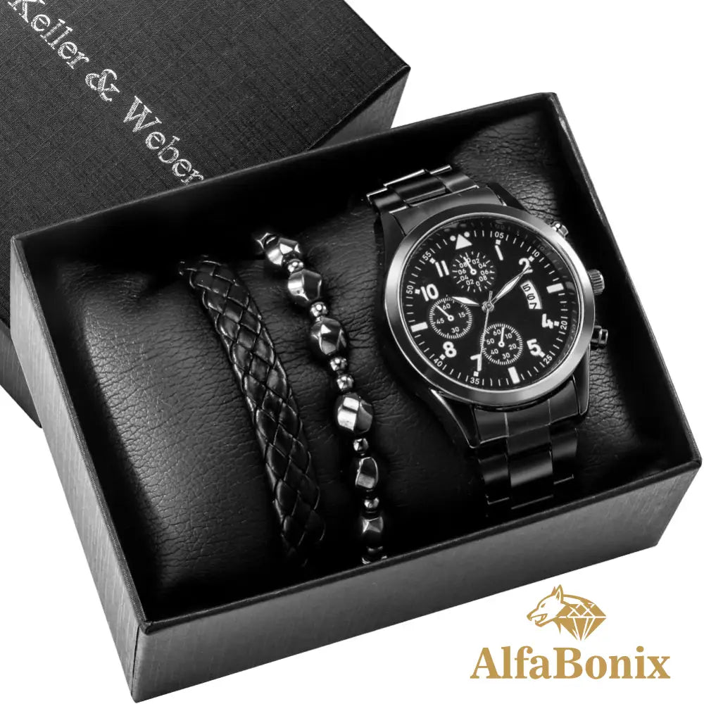 Kit Relogio Mais Pulseira Masculina Alpha - AlphaCode