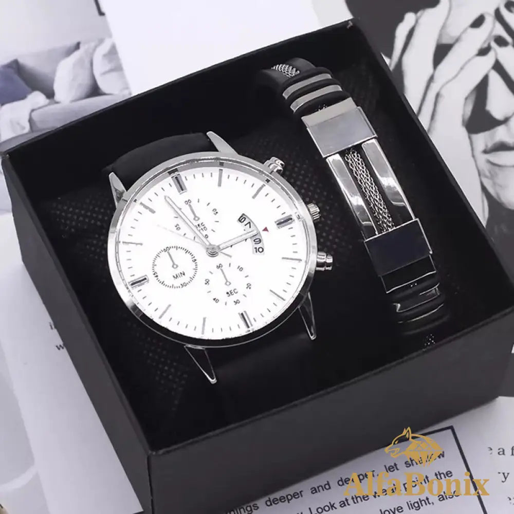 Kit Relogio Mais Pulseira Masculina Alpha - AlphaCode
