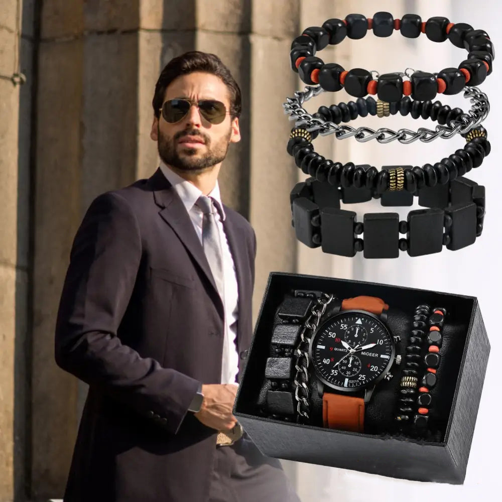 Kit Relogio Mais Pulseira Masculino Alpha - AlphaCode