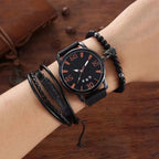 Kit Relogio Mais Pulseiras Masculinas Alpha - AlphaCode