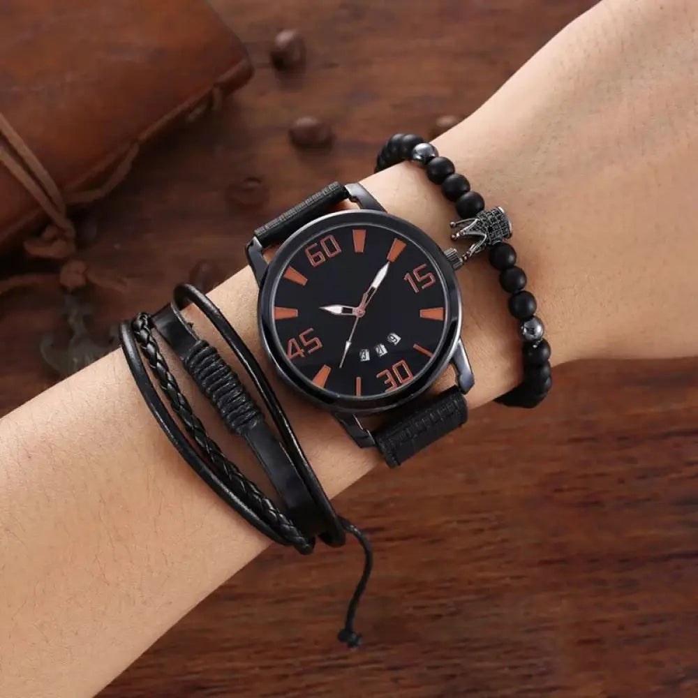 Kit Relogio Mais Pulseiras Masculinas Alpha - AlphaCode