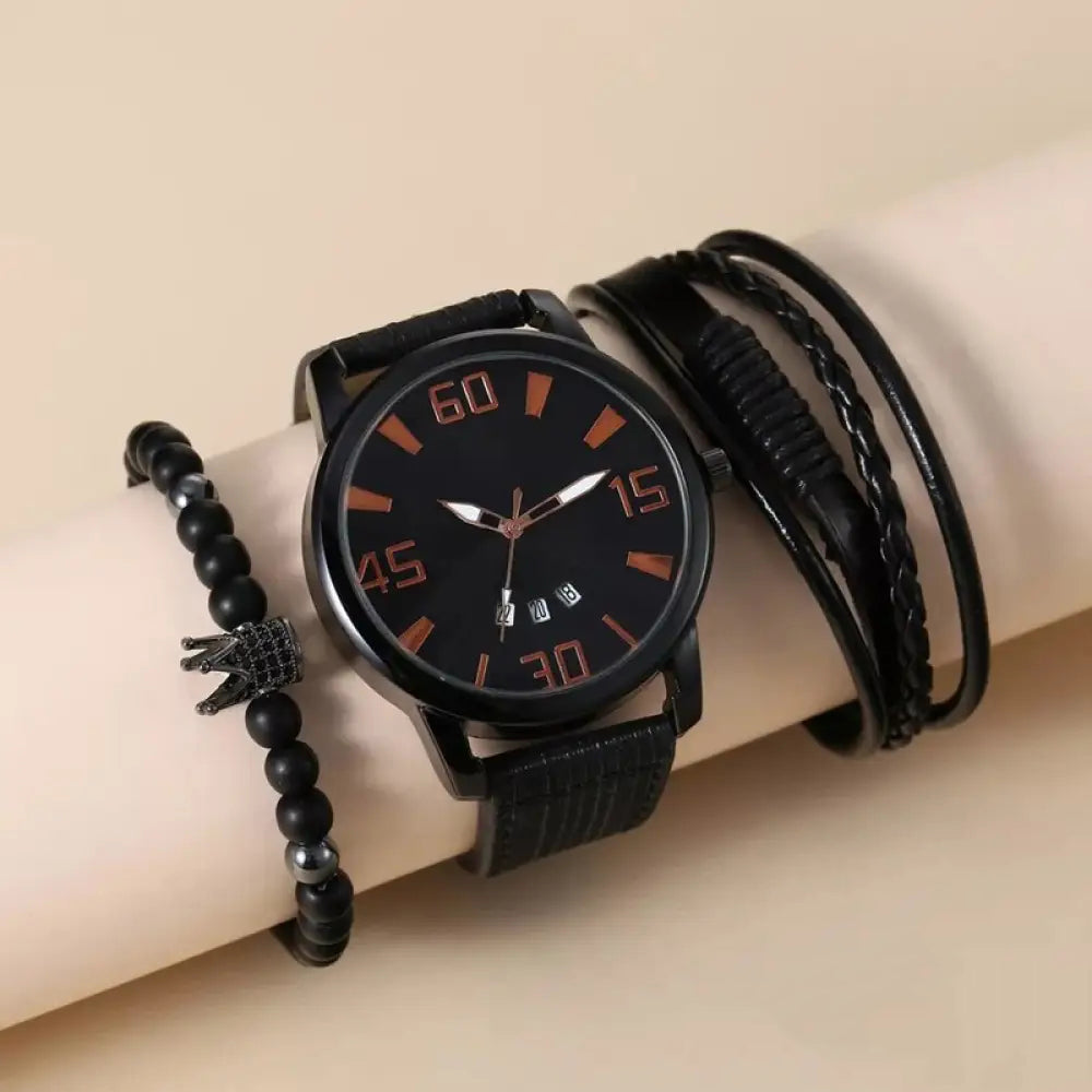 Kit Relogio Mais Pulseiras Masculinas Alpha - AlphaCode