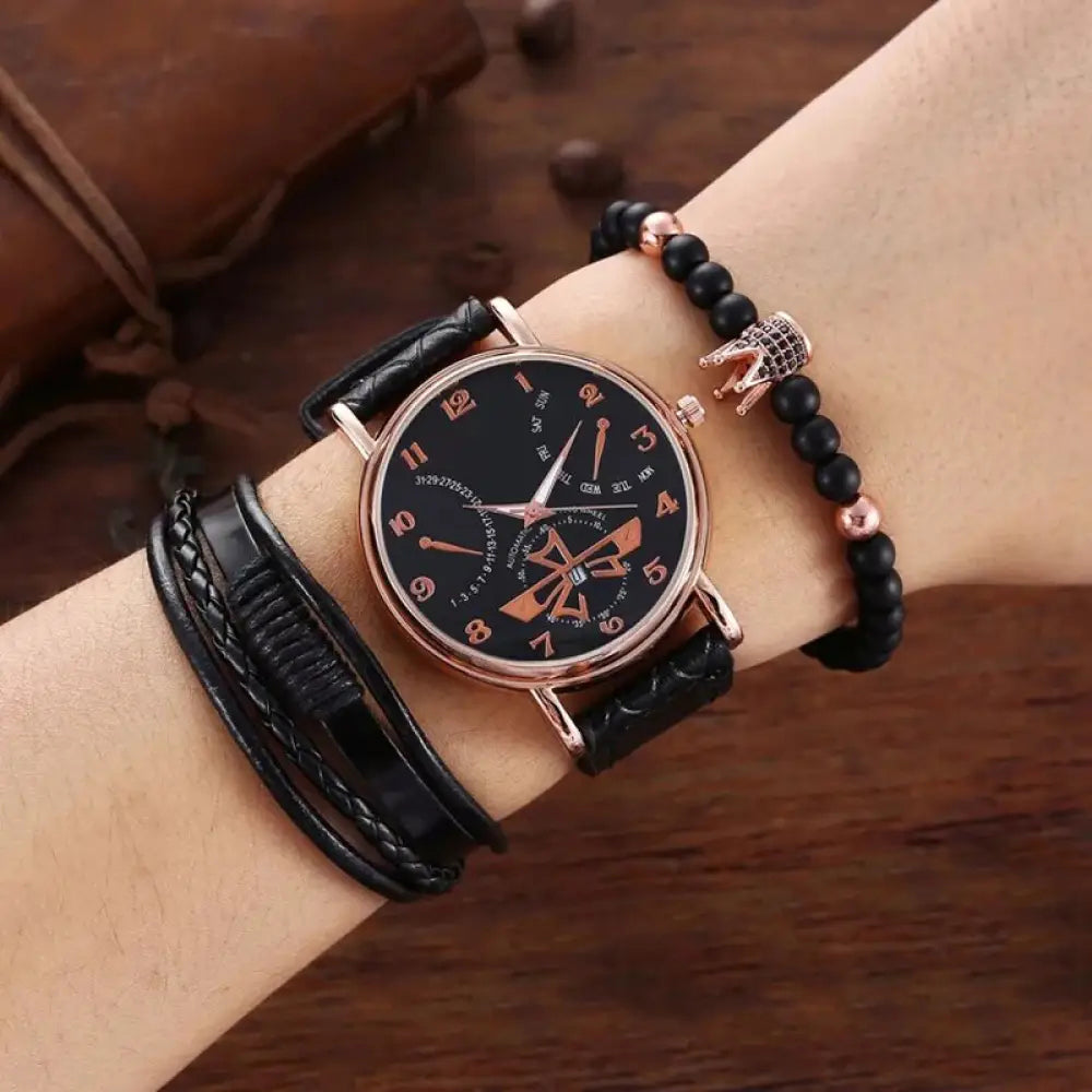 Kit Relogio Mais Pulseiras Masculinas Alpha - AlphaCode