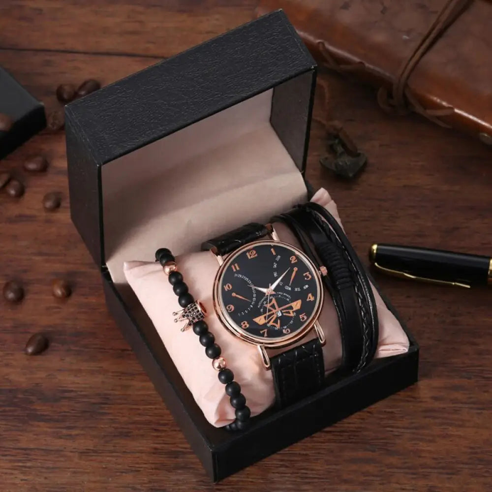 Kit Relogio Mais Pulseiras Masculinas Alpha - AlphaCode